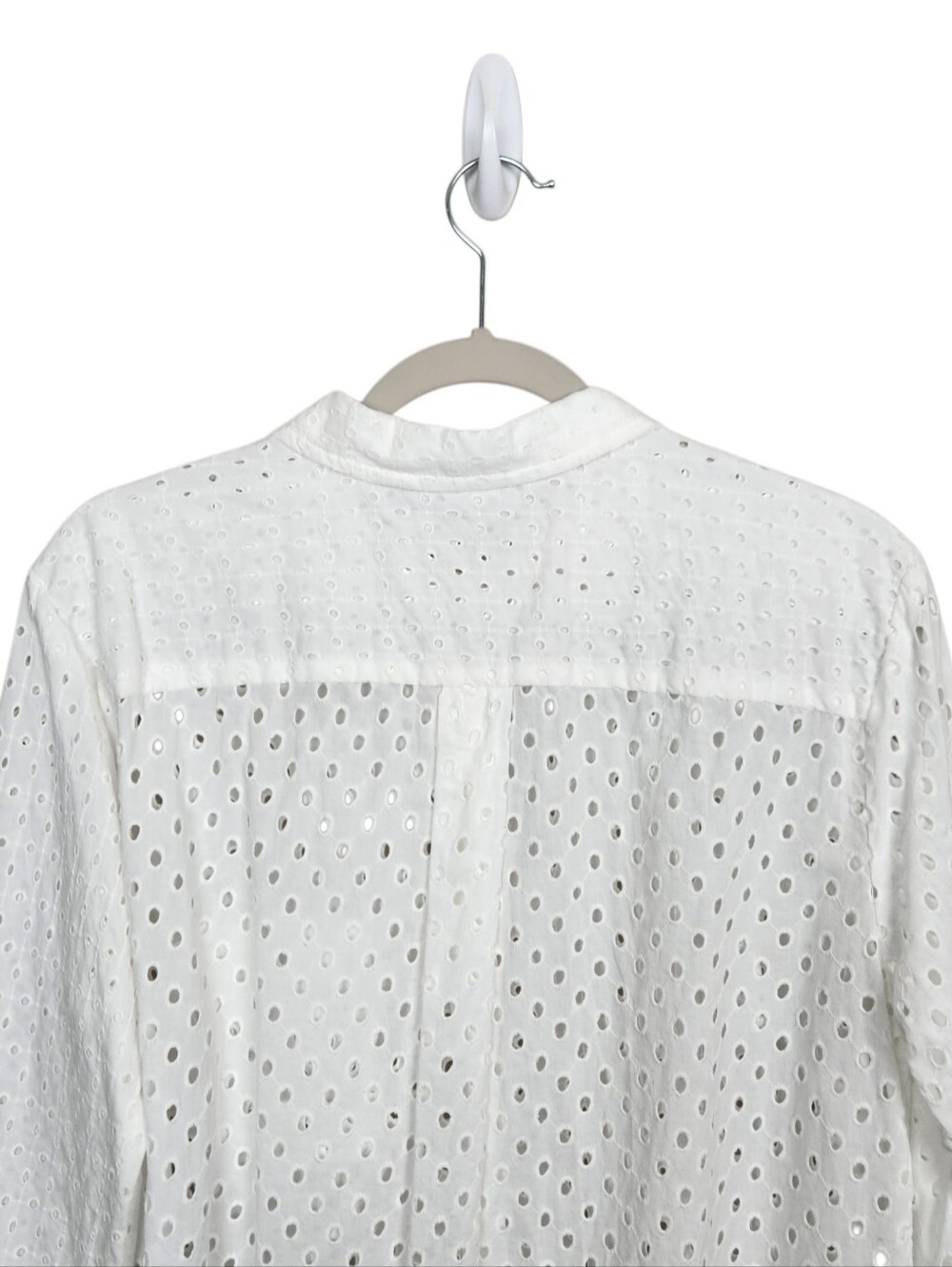 Lascana White Eyelet Button Up Long Sleeeve Collared Blouse Womens Size 12 - Picture 8 of 12